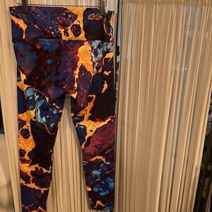 Vibrant Blue and Gold Leggings Agstractapparel.com